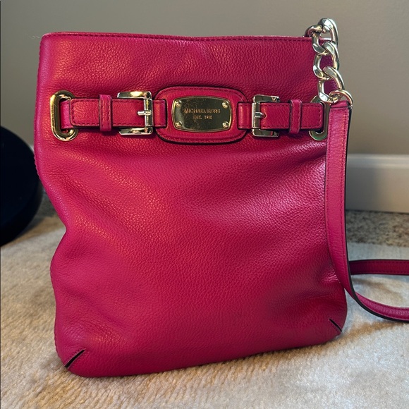 Pink Leather Shoulder Bag - Picture 1 of 7